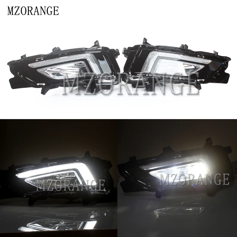 

MZORANGE For Hyundai Tucson 2019 1 Pair White Led Drl Daytime Running Lights Daylight 12V Abs Front Fog Lamp Cover Car Styling