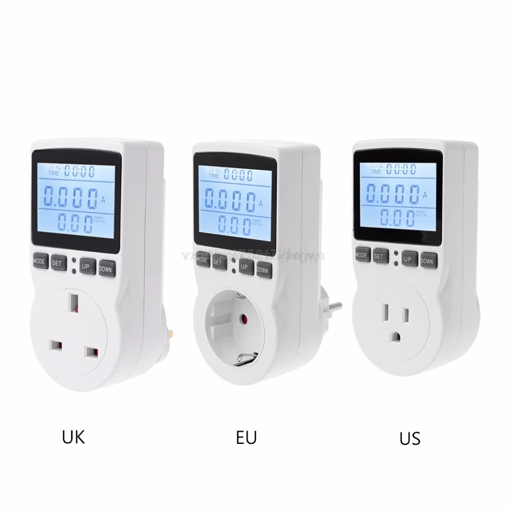 

Digital Power Meter Socket Energy Meter Current Voltage Cost Measuring Monitor Power Analyzer Electronic Outlet Socket EU US UK