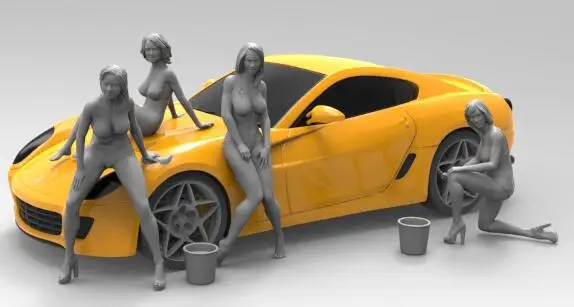 

1/35 Resin Kits Bikini Car Wash Girl 4pcs/set (no car)