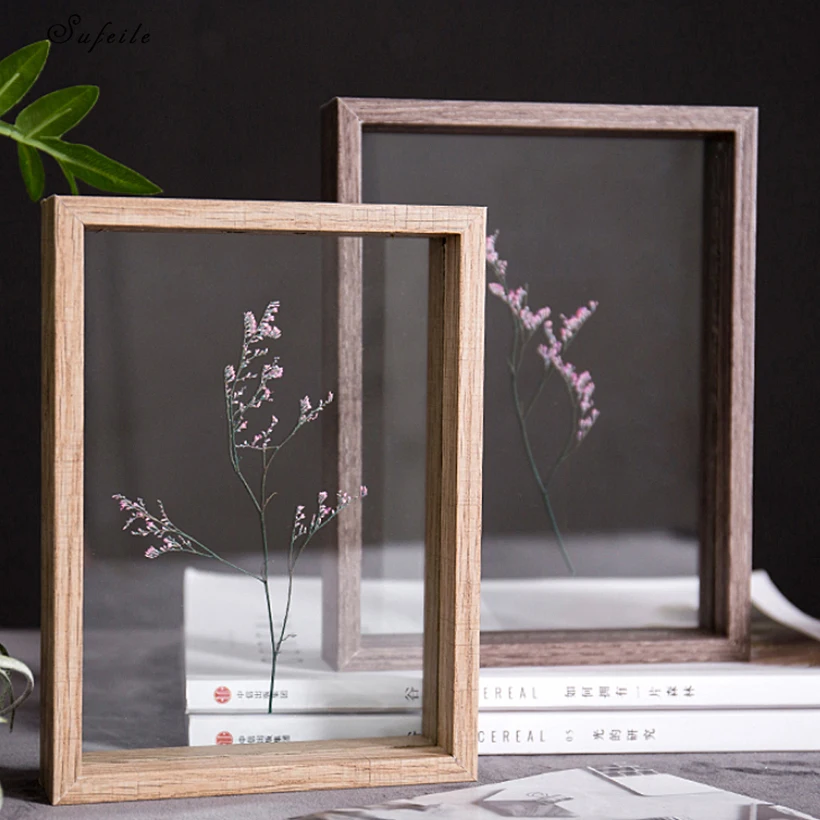  SUFEILE HD glass specimen photo frame DIY plant specimen photo frame Wooden creative decorative fra
