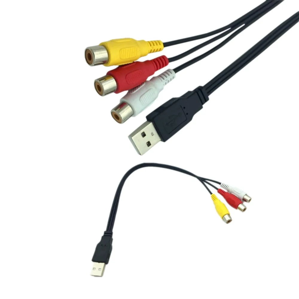 10 шт. USB штекер в 3 гнездовая контакт-деталь RCA аудио конвертер видео AV A/V кабель USB к RCA кабель для HD ТВ провода шнур