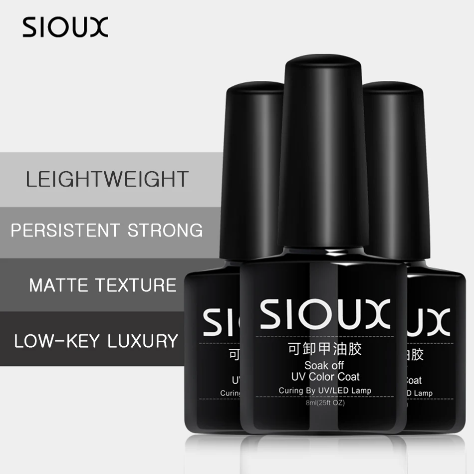 SIOUX Matt Top Coat Гель лак для ногтей LED UV Soak off 8 мл прозрачный цвет верхнее покрытие