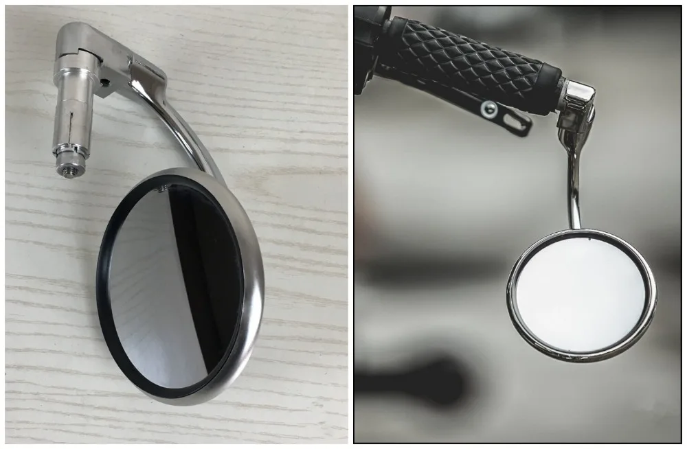 

Chrome Bar End Mirror Rearview Single True Vision Adjustable Bobber Cafe Racer