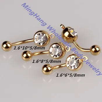 

Mixeds 3 Size vertical hoop add your own charm belly ring body piercing jewelry Gold Colors Navel ring 30pcs/lot