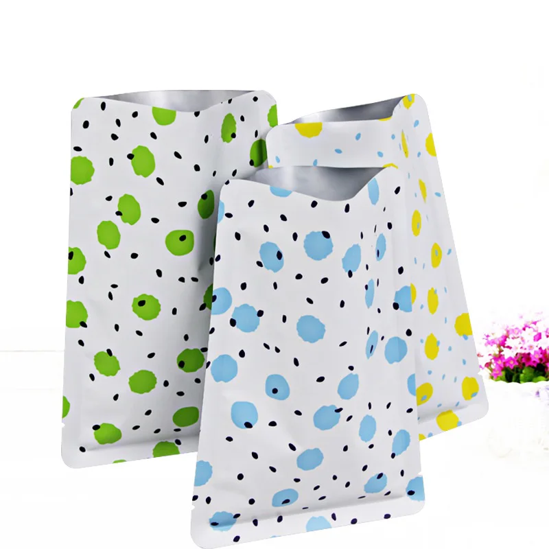 Smell Proof Heat Sealable Open Top Pure Aluminum Foil Flat Pouches Flower Tea Beans Packaging Bag With Colored Dots Design Smell Proof Heat Sealable Open Top Pure Aluminum Foil Flat Pouches Flower Tea Beans Packaging Bag With Colored Dots Design