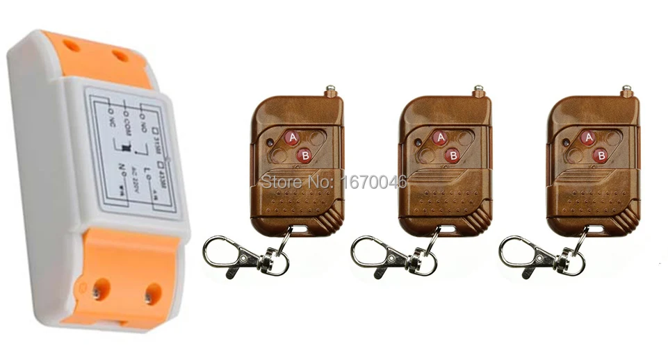 

NEW AC220V 1CH 10A wireless remote control switch system teleswitch3X Transmitter + 1X Receiver relay smart house z-wave