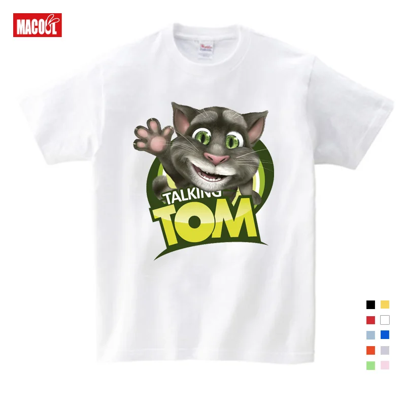 The Children's Favourite Online Games Can Talking Tom Cat Prints Child Summer Shirt Cat Tom and His Friends Cartoon Costumes 5T