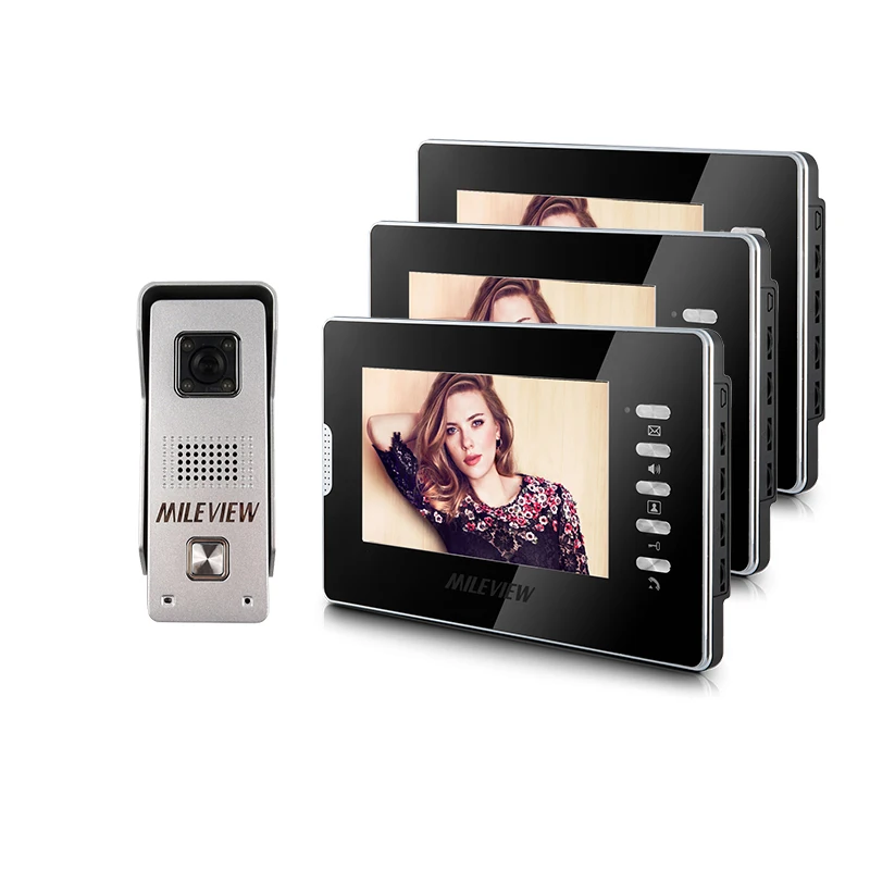 

Brand New Wired 7 inch Color Video Intercom Door Phone Kit System 3 Monitor + 1 Waterproof Outdoor Camera In Stock FREE SHIPPING