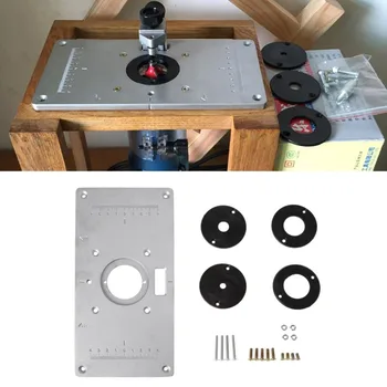 

TOOZO Aluminum Router Table Insert Plate w/ 4 Rings Screws For Woodworking Benches