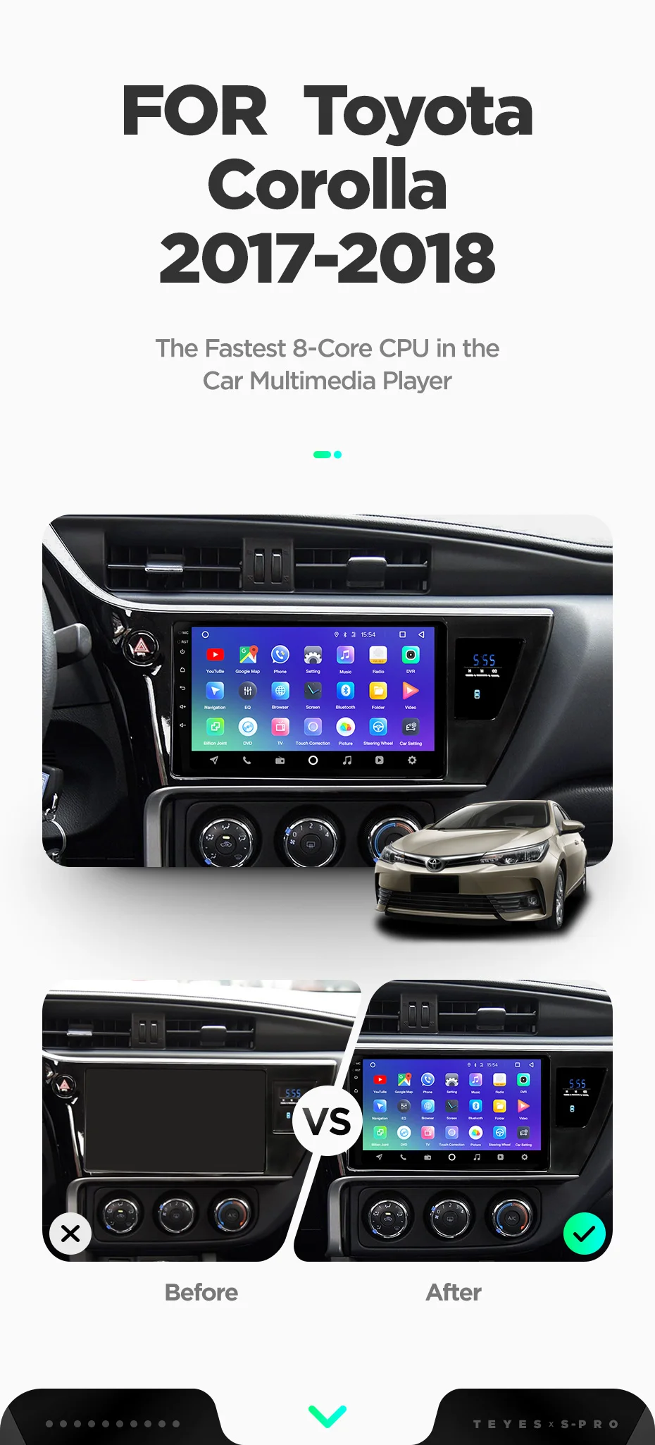 Sale TEYES SPRO car dvd gps multimedia player For Toyota Corolla 2017-2018 car dvd navigation radio video audio player no car 2 din 5