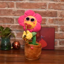 Новейшие саксофоны танцы и пение цветок очаровательные Подсолнух мягкие забавные плюшевые игрушки электрические игрушки для детей подарок
