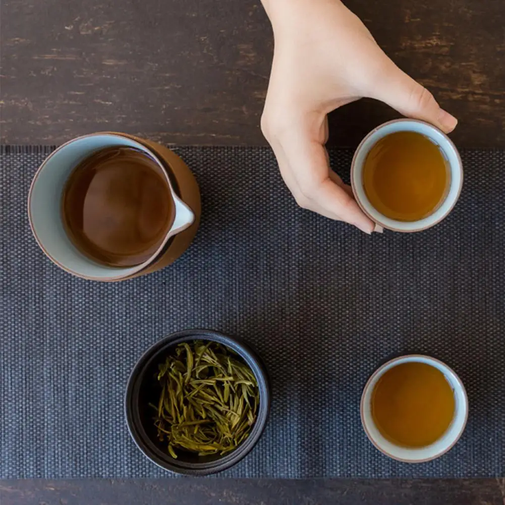 

New Chinese Travel Kung Fu Tea Set Ceramic Portable Teapot Porcelain Teaset Gaiwan Tea Cups Two Small Cups With Bag Coffee Cup