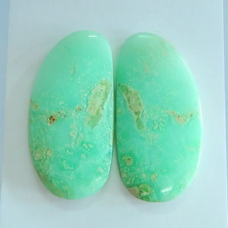 

Natural stone Chrysoprase Cabochons Pair ,40x20x5mm,13.6g
