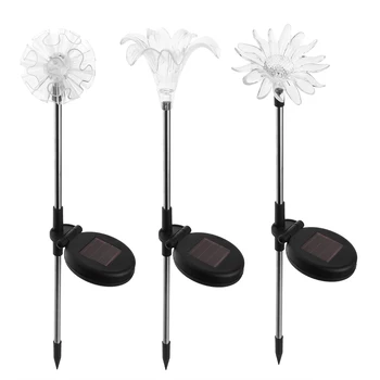 

Outdoor Garden Solar LED Light Solar Powered LED Tulip Home Lawn Lamp Landscape Night Flower Lamp Dandelion + Lily + Sunflower