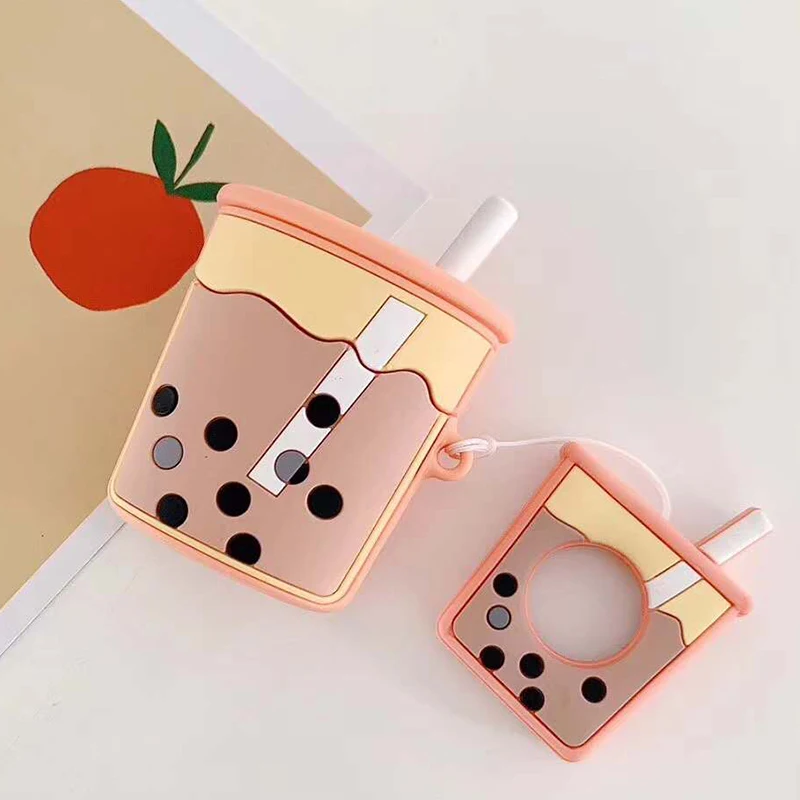 

For AirPods Case Cute Milk Tea Pattern Protective Cover For iPhone XS 7 Bluetooth Wireless Earphone Case For Airpods Accessories