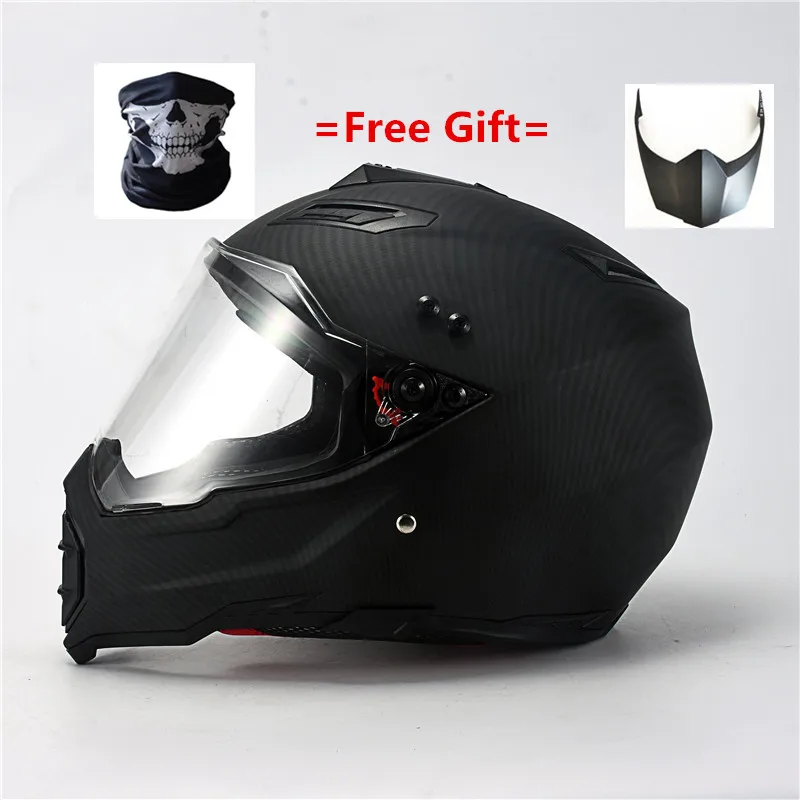 Углеродное волокно зерна AB s m aterial мотоциклетный шлем внедорожный MX ATV Dirt Bike Мотокросс utv-блестящий черный(средний) s m l xl XXL - Цвет: Mate -clear lens