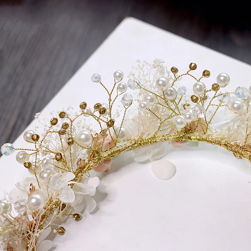 HIMSTORY элегантный цветок лист кристалл жемчуг свадебные волосы лоза повязка свадебный головной убор аксессуары для волос