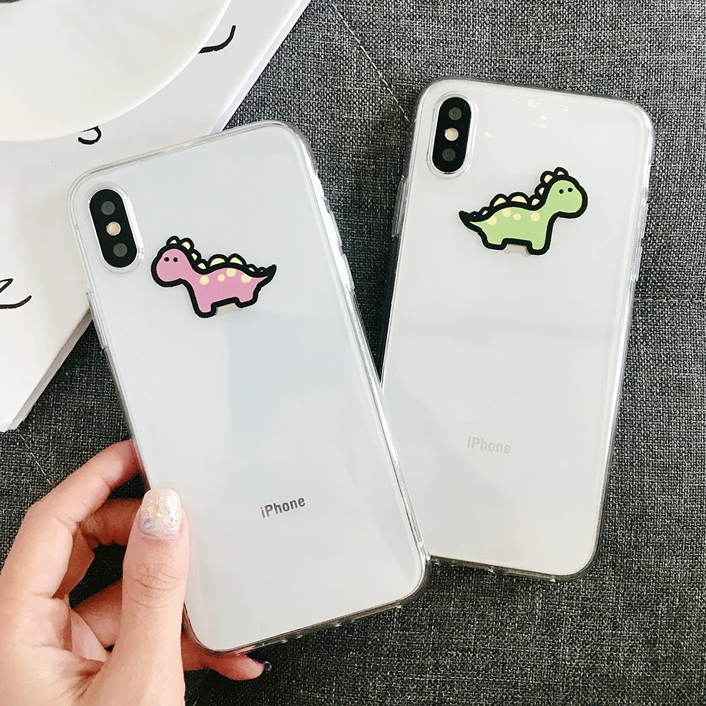 KIPX1072_1_JONSNOW Transparent Soft Case For iPhone 6S 7 8 Plus Cute Funny Dinosaur Pattern Phone Cover For iPhone XS XR XS Max Capa Coque Fundas