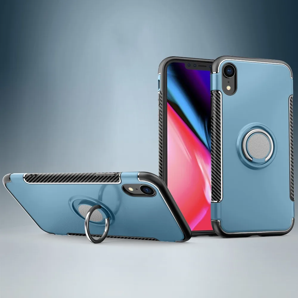 

for iPhone XS XR 10S Max X 8 7 6 6S 5 5S SE Case Armor Fiber 3in1 Finger Ring Cover for iPhone X S R Xr Megnetic Bracket Fundas