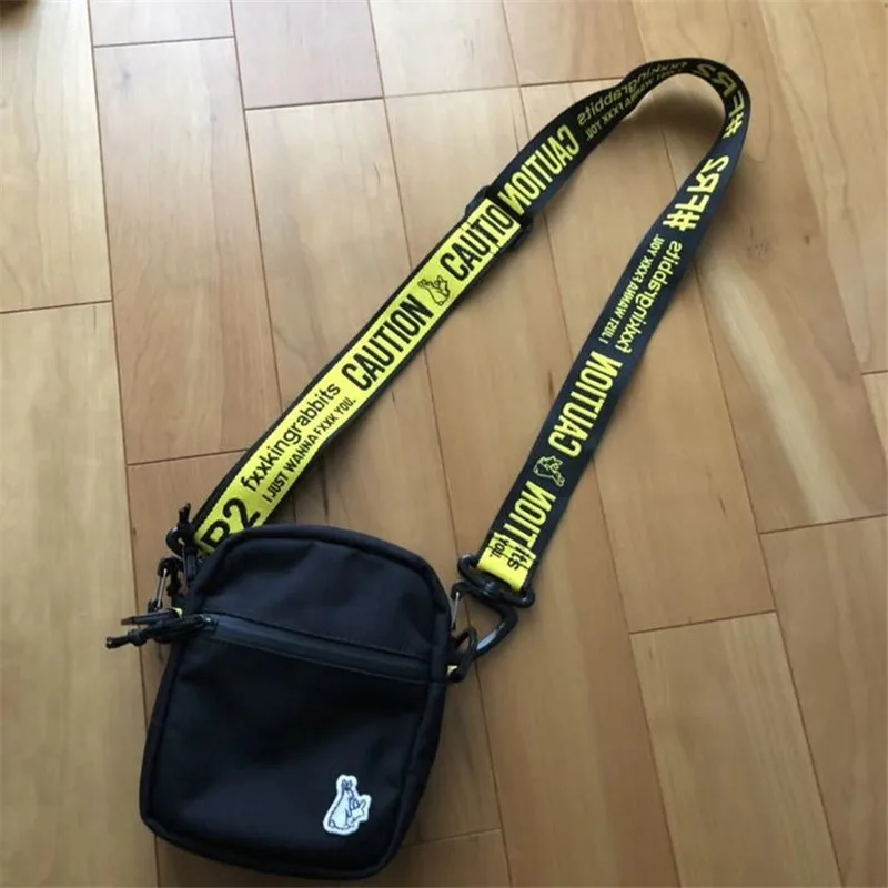 

FR2 Bad Rabbit Bag Couple Waterproof Japan CAUTION Letter Logo Bag Unisex CANVAS