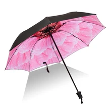 

Rain Umbrellas woman flower Umbrella For lady Rain Black Coating Creative sunny umbrella Anti-UV Shade Parasol gift YYB-1625