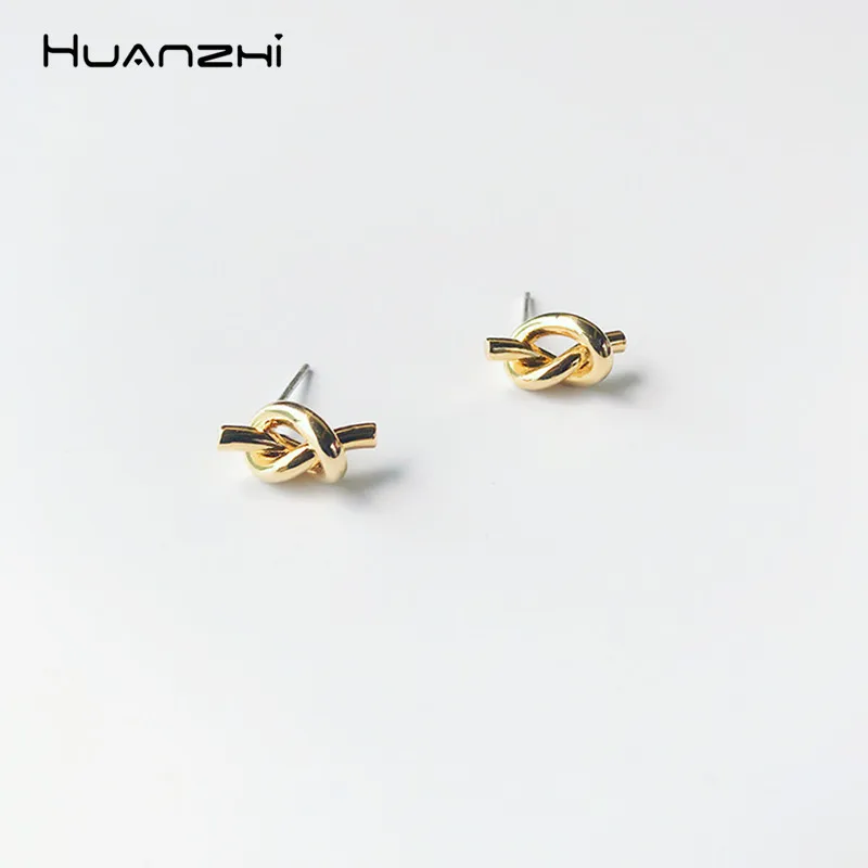 HUANZHI 2019 шикарные матовые Позолоченные корейские минималистичные серьги-гвоздики