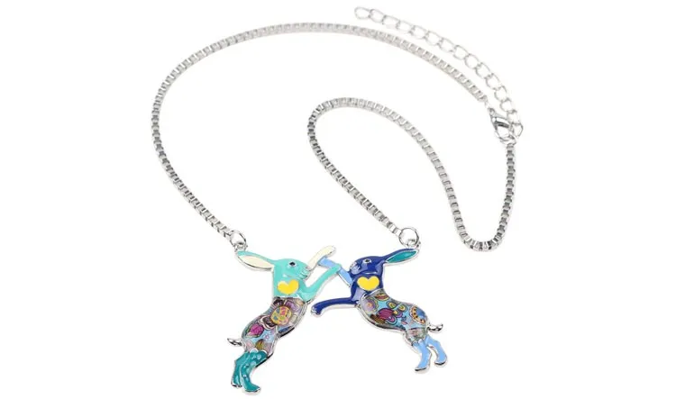 Bonsny Statement Metal Alloy Animal Rabbit Hares Choker Necklace Chain Collar Pendant 2016 Fashion New Enamel Jewelry Women 5 Bonsny Statement Metal Alloy Animal Rabbit Hares Choker Necklace Chain Collar Pendant 2016 Fashion New Enamel Jewelry Women 5