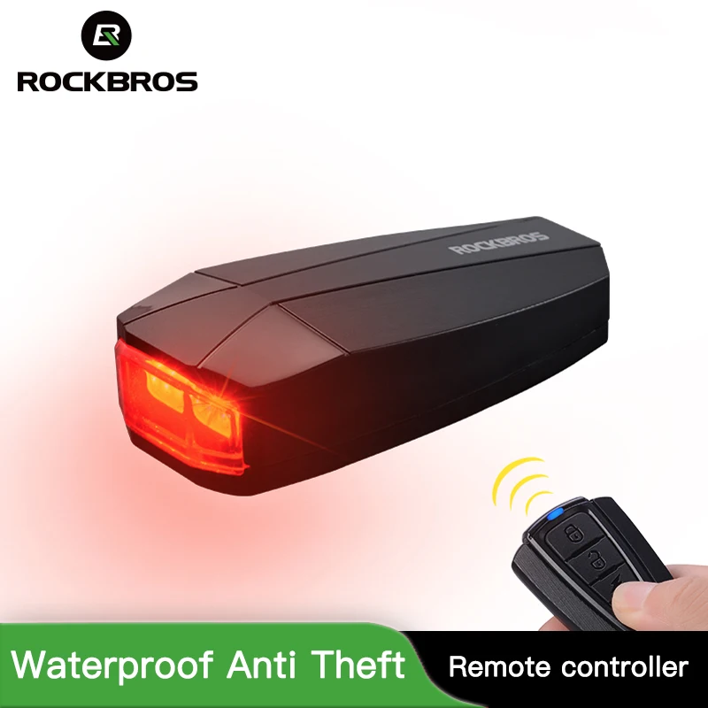 

ROCKBROS Waterproof Anti Theft Bike Smart Taillight Burglar Alarm For Bicycle Bike Accessories Reomote Control Safe Flash Light
