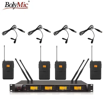 

Bolymic 4 channels wireless microphone karaoke professional UHF wireless lapel microphone