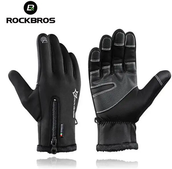 

ROCKBROS Windproof Warm Full Finger Cycling Glove Anti-slip Bicycle Gloves For Men Women Touch Screen Bike Gloves Winter Thermal