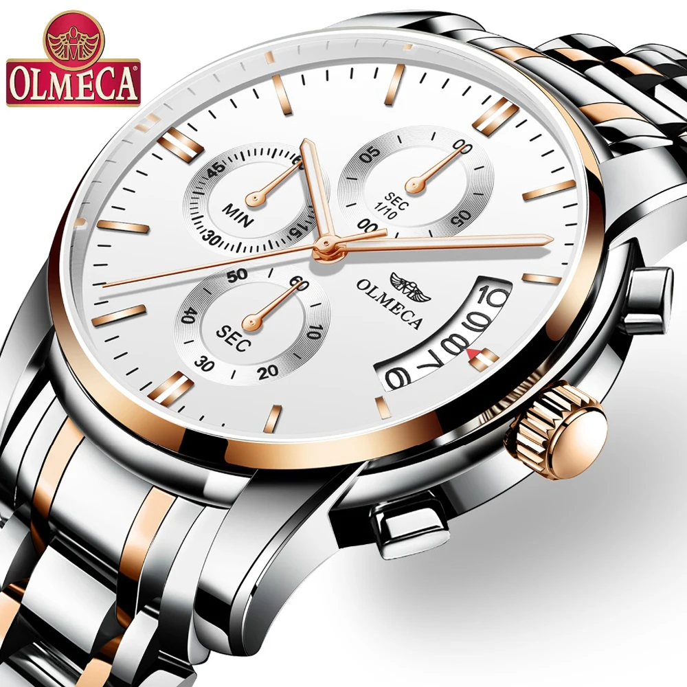 

relogio masculino saat OLMECA Men Watches Top Brand Luxury Fashion Business Quartz Watch Men Sport Metal Waterproof Wristwatches