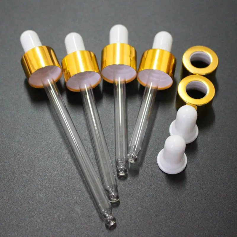 

sambette 100pcs Gold Cap Aluminum Dropper Lid with Latex Head,Match with 5ml\10ml\15ml\20ml\30ml\50ml\100ml Essential Oil Bottle