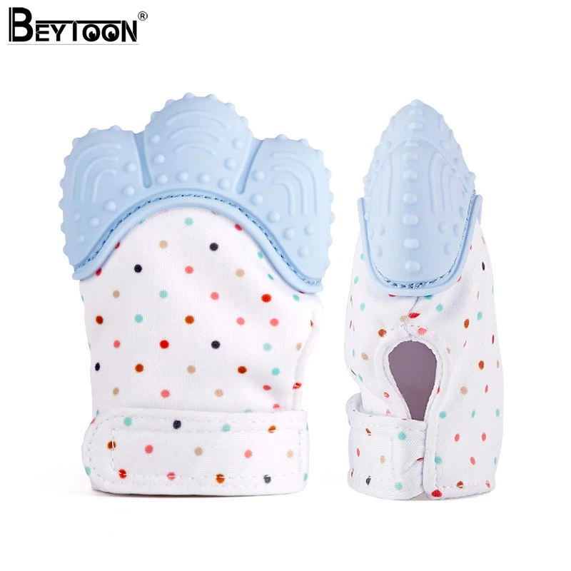 silicone baby teething mitten