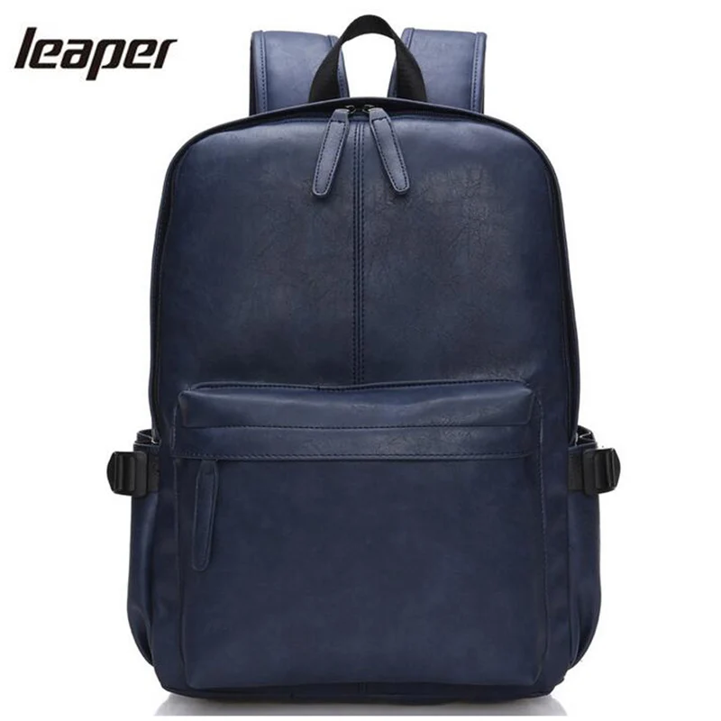 Leaper Backpack Men Pu Leather Waterproof School Bags For Teenagers Fashion Student Travel Small