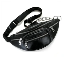 Женская поясная сумка, Повседневная сумка из искусственной кожи с цепочкой, на молнии, нагрудная сумка для путешествий, поясная сумка bolsa Feminina