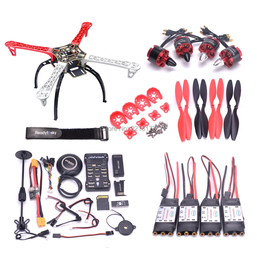 

F450 / S500 500 PCB Quadcopter Frame Kit Pixhawk PIX 2.4.8 Controller board M8N GPS Mini OSD PM 2212 920kv motor 30A simonk ESC