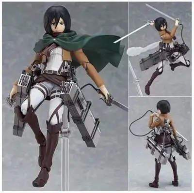 Аниме атака на Титанов 15 см Eren Mikasa Ackerman Levi/Rivaille Figma ПВХ фигурка модель игрушки - Цвет: B