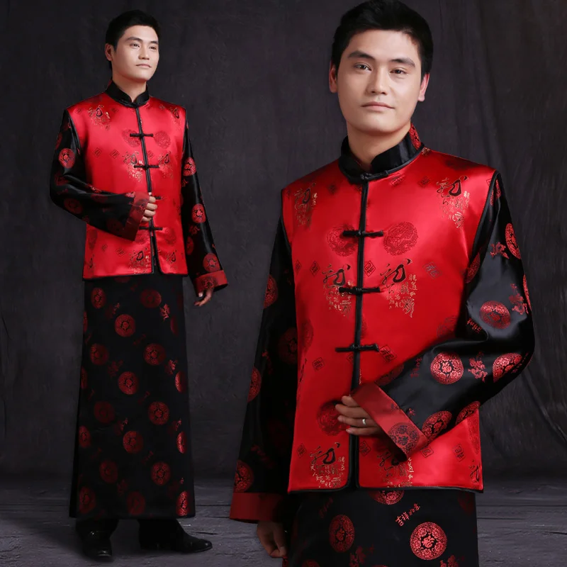 Mens Male Red Chinese Style Ancient Costume Groom Dress Jacket Mens Male Red Chinese Style Ancient Costume Groom Dress Jacket Long Gown Traditional Wedding Tang Suit In Robe From Novelty Special