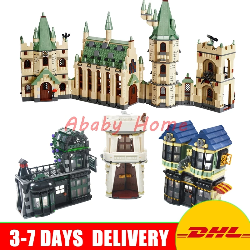 

DHL Lepin Creative Movies Set 16012 The Diagon Alley+16030 Hogwart's Castle Model Building Blocks Bricks Toys Clone 10217 4842