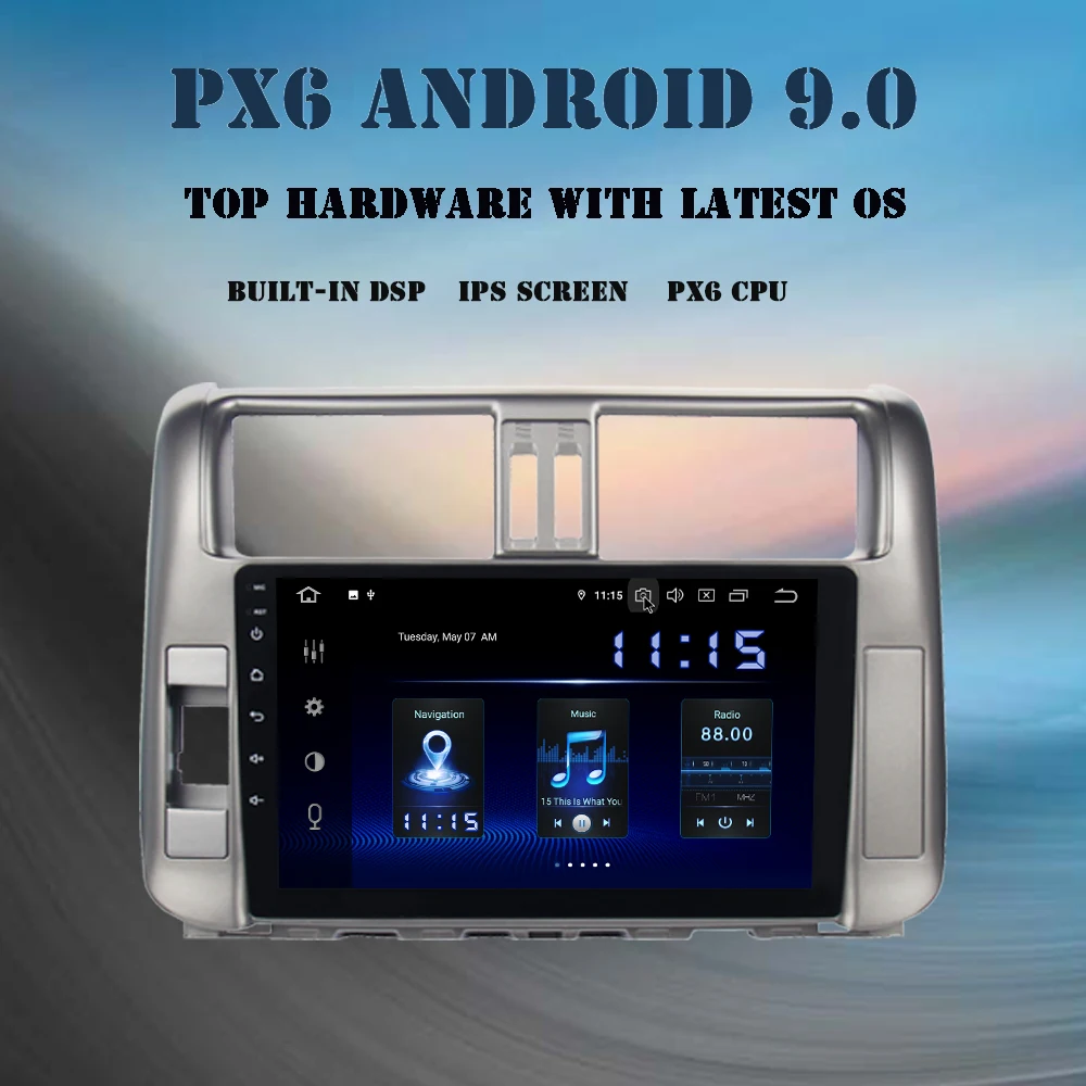 Best Car 1 din IPS Android 9.0 Multimedia player for Toyota Prado 150 2010 2011 2012 2013 Autoradio built-in GPS 4Gb+64Gb DSP HDMI 3