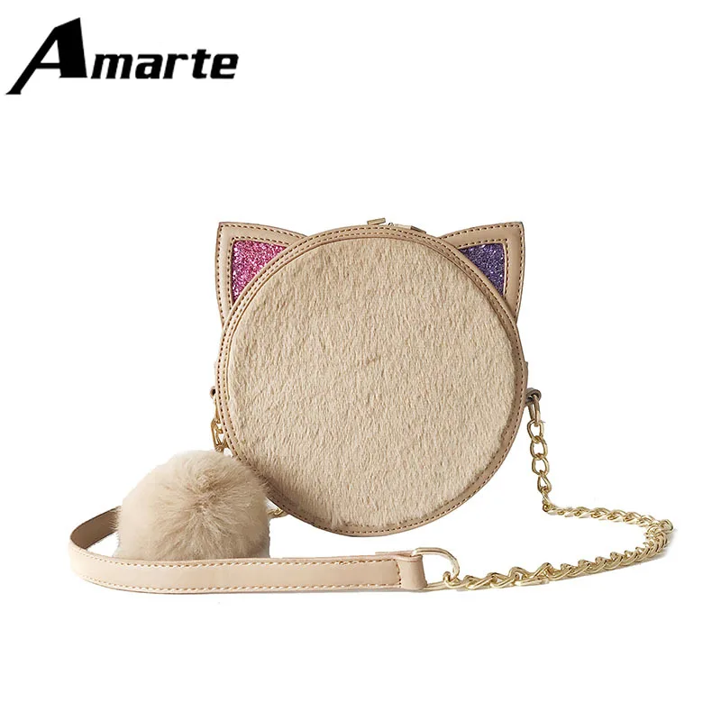 

2019 Cute Kitten Messenger Bag Women Fashion Autumn and Winter Plush Shoulder Bag Multicolor Optional High Quality Pouch