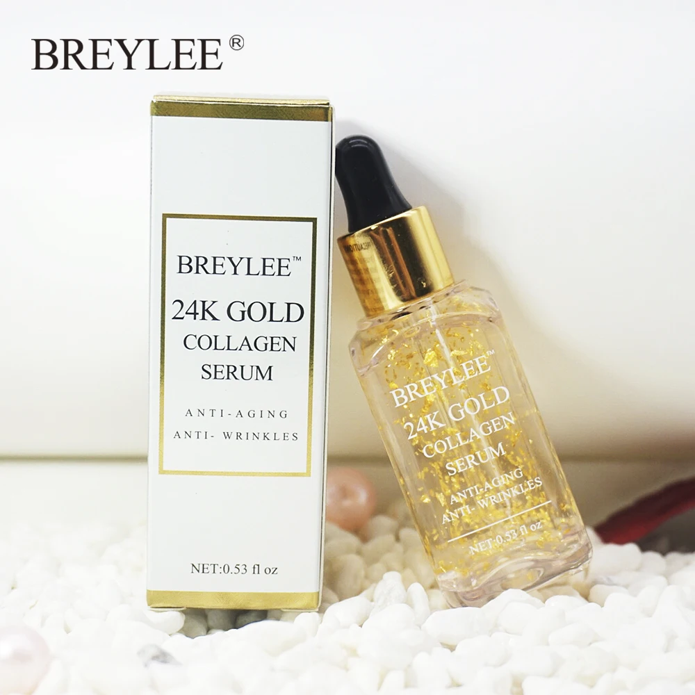 BREYLEE 24k Золотая сыворотка, коллагеновая эссенция, анти-старение, удаление морщин, уход за кожей лица, подтягивающая, отбеливающая, восстанавливающая сыворотка