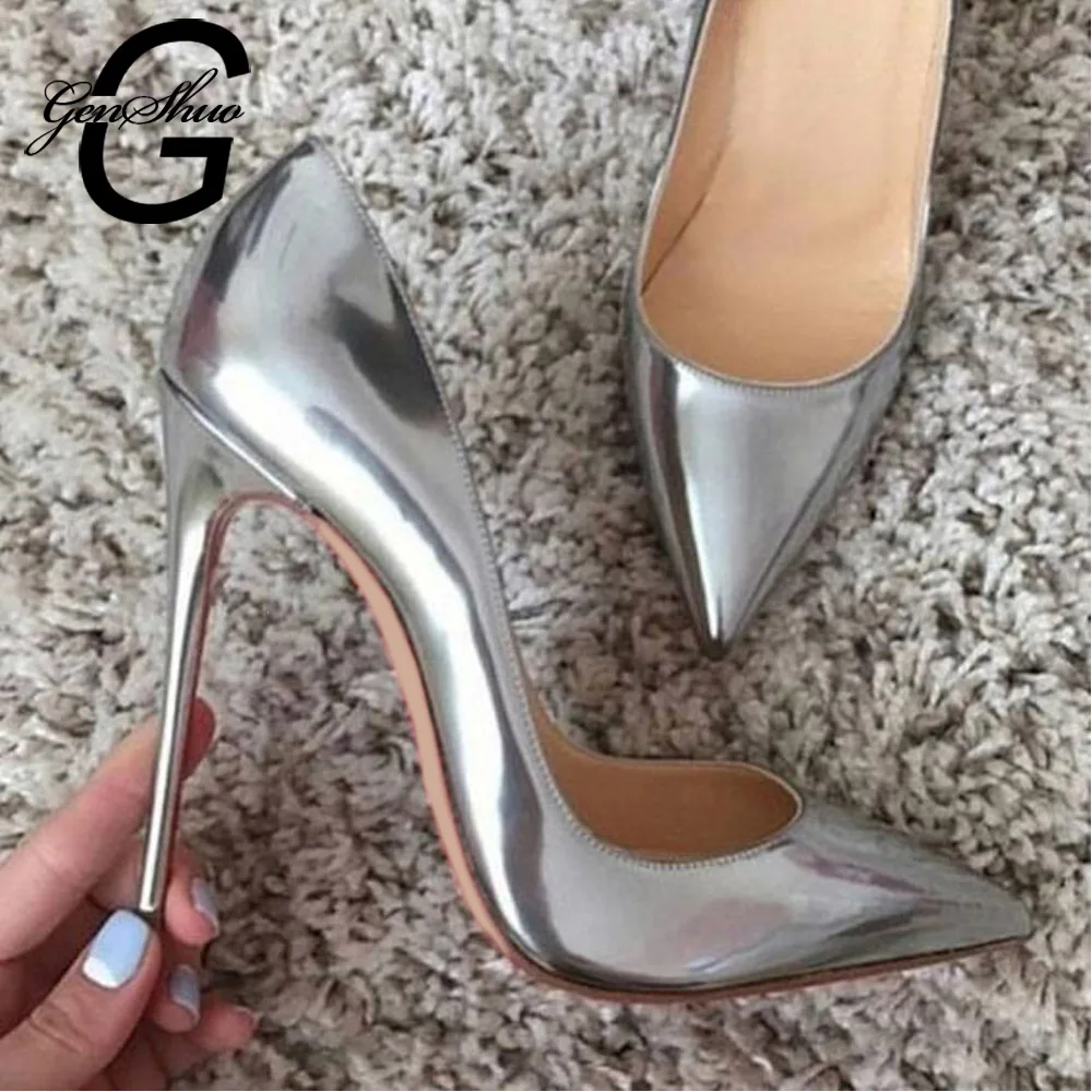 silver high heel wedges