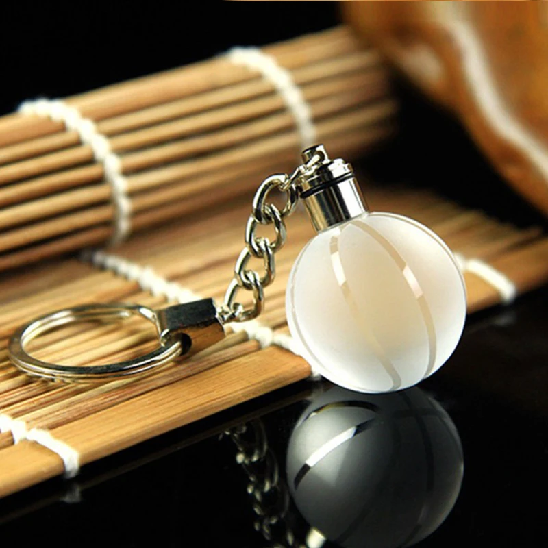 Key Ring Colorful Glow Crystal Football Soccer Basketball Earth Keychain Keyring Fan Birthday Gift Anniversary Fans Club Pattern (8)