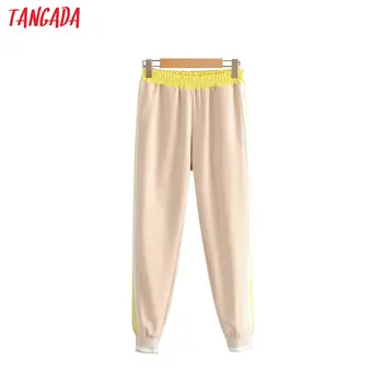 

Tangada fashion women pink cropped trousers elastic waist pockets pants 2019 cozy female casual pants pantalones HY219