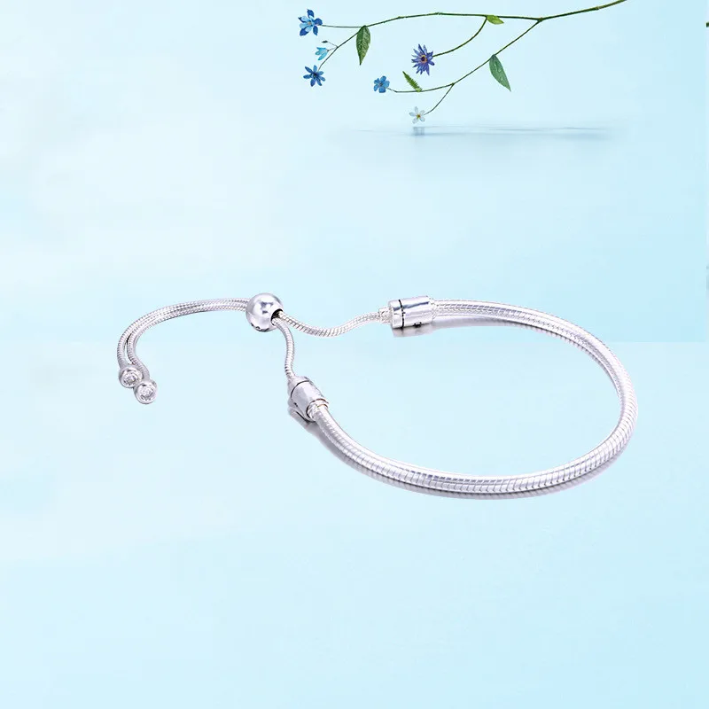 925 Sterling Silver Pandora Bracelet Classic Tennis Sparkling Strand Adjust Bracelet Bangle Fit Women Bead Charm Diy Jewelry Fashion Jewelry