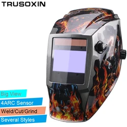 Batterie Pro remplaçable 4 capteurs d'arc solaire, obscurcissement automatique/ombrage meulage Arc Tig grande vue casque de soudage/lunettes de soudage/masque/casquette 