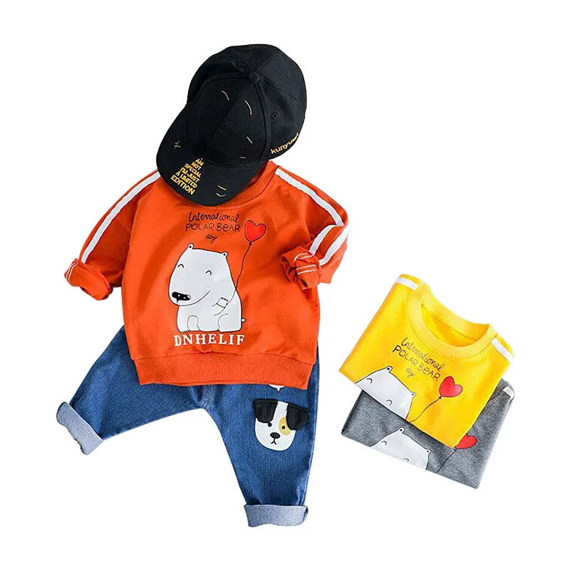 Коллекция года, весенне-осенний свитер+ штаны комплект из двух предметов для мальчиков, Корейская версия, Модный комплект из двух предметов для мальчиков