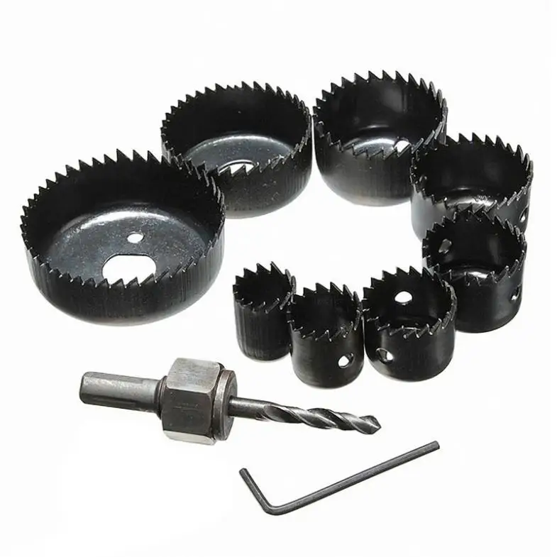9pc HOLE SAW CUTTER SET Round/Circular Drill Cutting Case Kit Metal Alloy Wood 