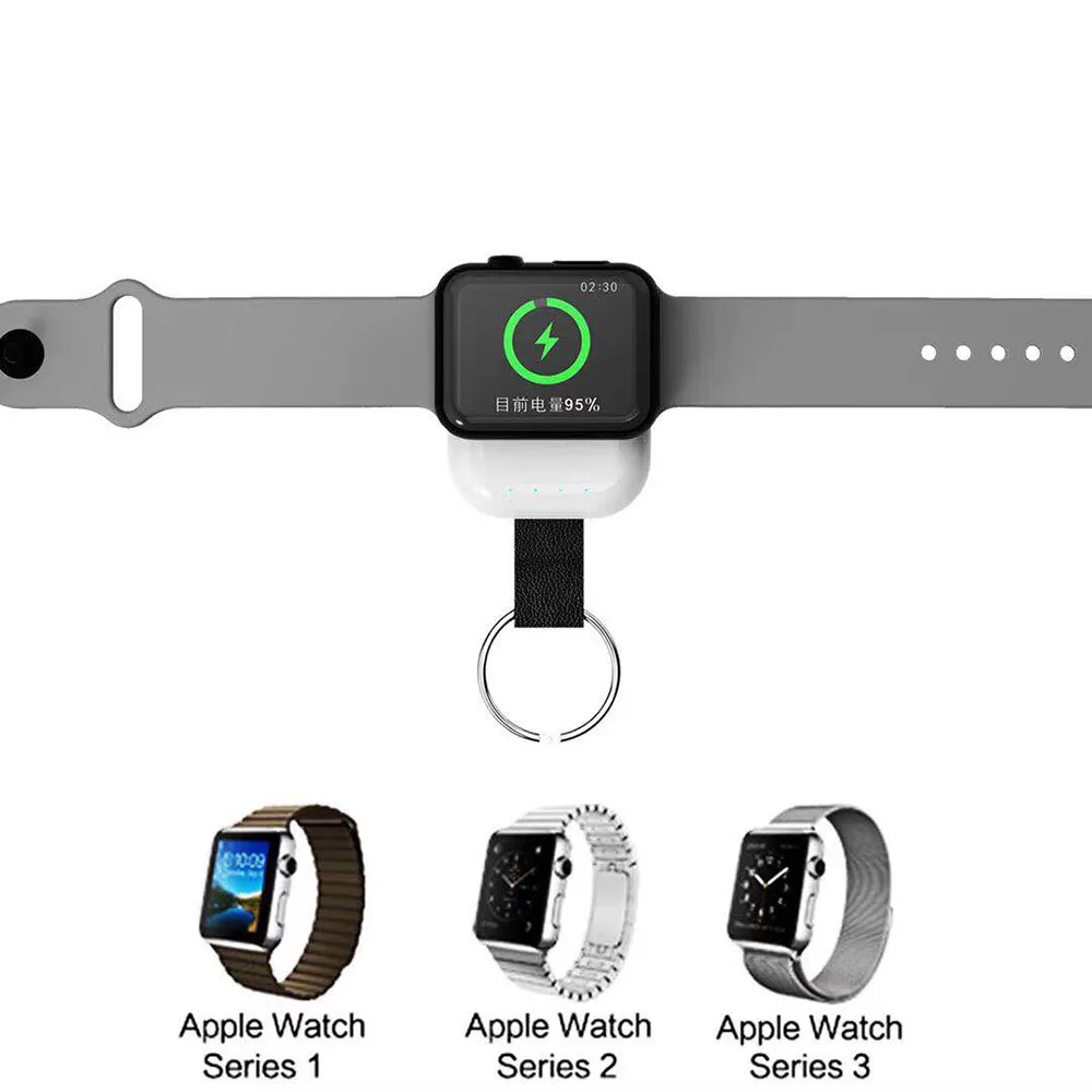 Wireless Charger Power Bank for iWatch 1 2 3 4 Portable Mini Wireless Charger External Battery Pack KeyChain for Apple Watch